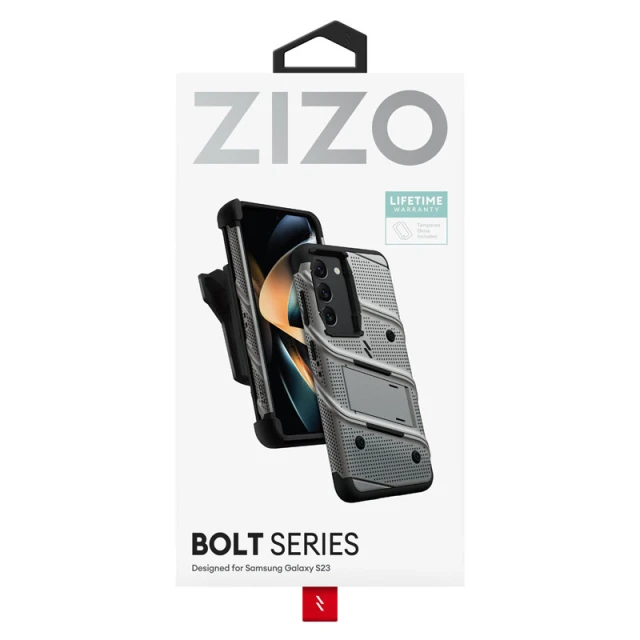 Чохол Zizo Bolt для Samsung Galaxy S23 Grey (BOLT-SAMGS23-MGRBK)