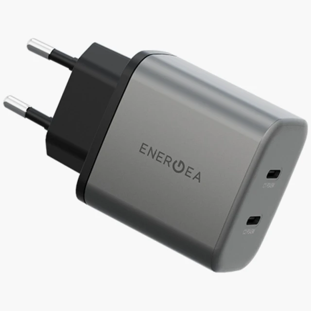 Мережевий зарядний пристрій Energea Ampcharge GaN45 2xUSB-C PD/PPS/QC3.0 45W Grey (CHR-AC2C-GAN45EU)