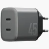 Мережевий зарядний пристрій Energea Ampcharge GaN45 2xUSB-C PD/PPS/QC3.0 45W Grey (CHR-AC2C-GAN45EU)