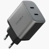 Мережевий зарядний пристрій Energea Ampcharge GaN45 2xUSB-C PD/PPS/QC3.0 45W Grey (CHR-AC2C-GAN45EU)