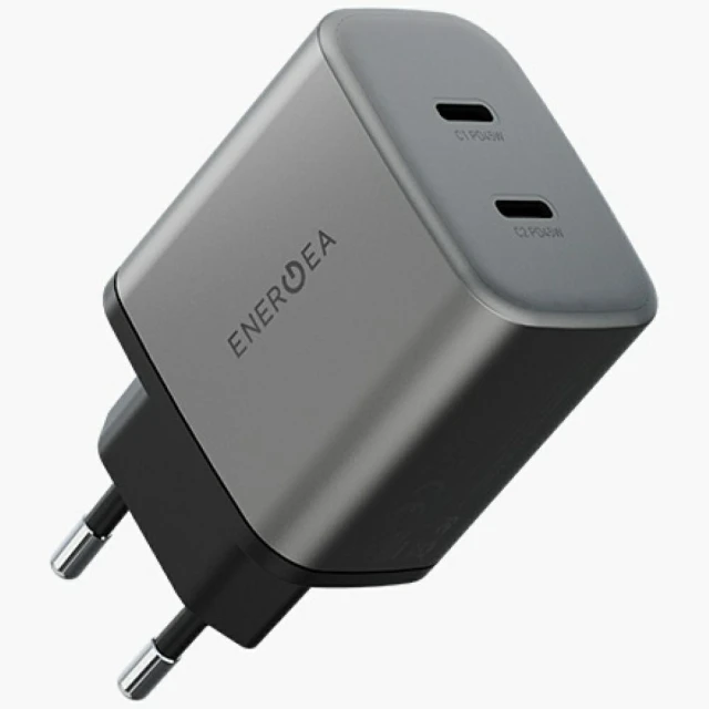 Мережевий зарядний пристрій Energea Ampcharge GaN45 2xUSB-C PD/PPS/QC3.0 45W Grey (CHR-AC2C-GAN45EU)