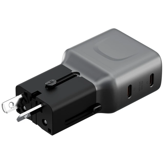Зарядний пристрій Energea TravelGo Adapter 45 2xUSB-C 45W Grey (TGA-45-GUN)