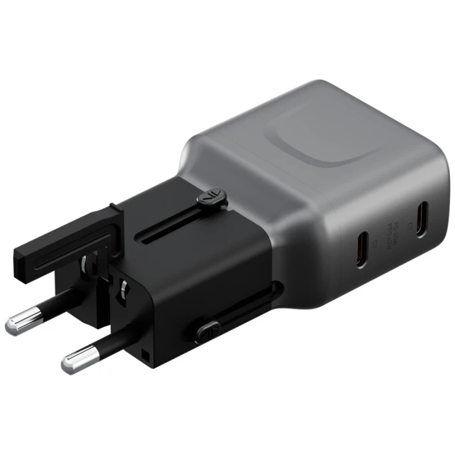 Зарядний пристрій Energea TravelGo Adapter 45 2xUSB-C 45W Grey (TGA-45-GUN)