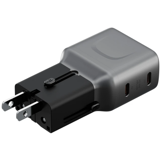 Зарядний пристрій Energea TravelGo Adapter 45 2xUSB-C 45W Grey (TGA-45-GUN)