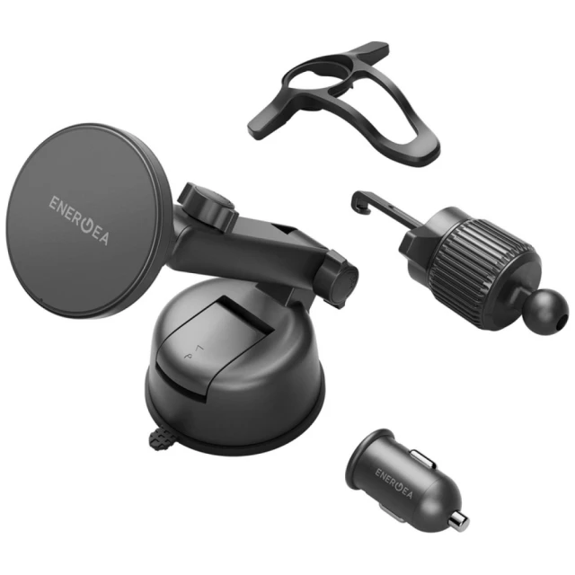 Автотримач Energea Magdrive Kit 15W на скло/на решітку вентиляції/на панель приладів Black (MAG-DRVKIT-BLK)