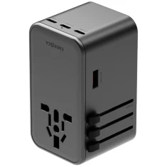 Мережевий зарядний пристрій Energea TravelWorld Adapter GaN 160W PD 3xUSBC/USB-A Gunmetal (TWA-GAN160-GUN)