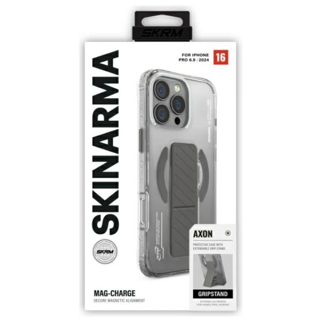 Чохол Skinarma Axon для iPhone 16 Pro Max Magnetic Charging + Grip Stand Titanium (SK-2024IPP69-AXON-TIT)