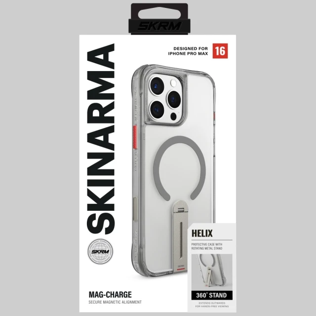 Чохол Skinarma Helix для iPhone 16 Pro Max Magnetic Charging 360 Rotating Stand Titanium (SK-IP16PM-HELIX-TIT)