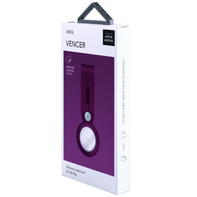 Брелок-підвіска UNIQ Vencer Silicone для AirTag Burgundy (UNIQ-AIRTAG-VENMRN)