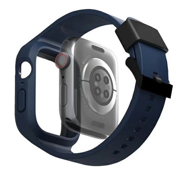Чехол-ремешок UNIQ Monos для Apple Watch 45 | 44 mm Marine Blue (UNIQ-45MM-MONOSBLU)