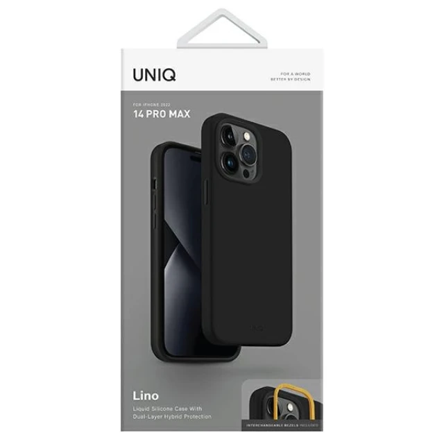Чехол Uniq Lino для iPhone 14 Pro Max Midnight Black (UNIQ-IP6.7PM(2022)-LINOBLK)