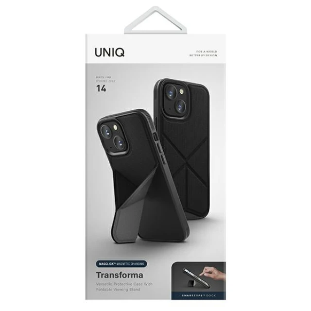 Чехол UNIQ Transforma для iPhone 14 | 13 Ebony Black with MagSafe (UNIQ-IP6.1(2022)-TRSFMBLU)