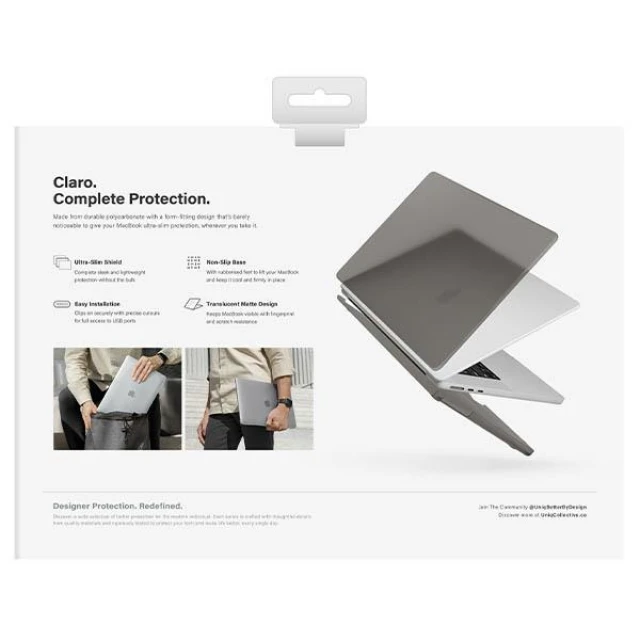 Чохол Uniq Claro для MacBook Air 13 (2022) Smoke Grey (UNIQ-MA13(2022)-CLAROMGRY)