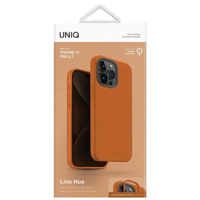 Чохол Uniq Lino Hue для iPhone 15 Pro Max Sunset Orange with MagSafe (Uniq-IP6.7P(2023)-LINOHMORG)