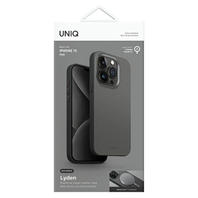 Чохол UNIQ Lyden DS для iPhone 15 Pro Charcoal Grey Black with MagSafe (UNIQ-IP6.1P(2023)-LDSRGRYBLK)