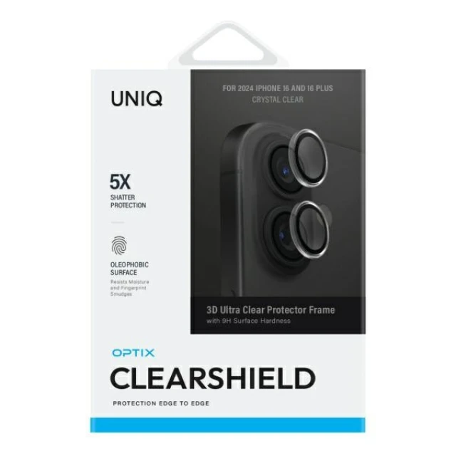 Захисне скло UNIQ для камери iPhone 16 Plus | 16 Optix ClearShield Crystal Clear (UNIQ-IP6.1-6.7(2024)-LENSCLR)