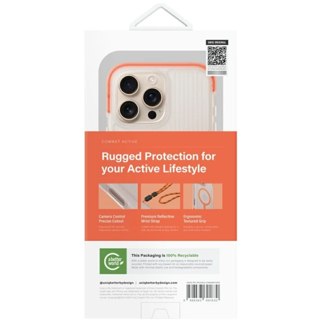 Чехол UNIQ Combat Active для iPhone 16 Pro Orange with MagSafe (UNIQ-IP6.3P(2024)-COMAMVORG)