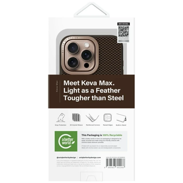 Чохол UNIQ Keva Max для iPhone 16 Pro Umber Brown with MagSafe (UNIQ-IP6.3P(2024)-KEVMMBWN)