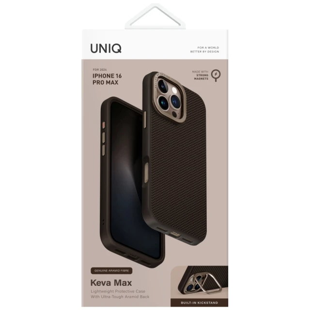 Чохол UNIQ Keva Max для iPhone 16 Pro Max Umber Brown with MagSafe (UNIQ-IP6.9P(2024)-KEVMMBWN)
