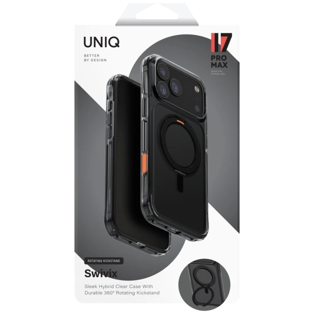 Чохол UNIQ Swivix для iPhone 17 Pro Max Carbon Black (UNIQ-IP6.9P(2025)-SWVCBLK)