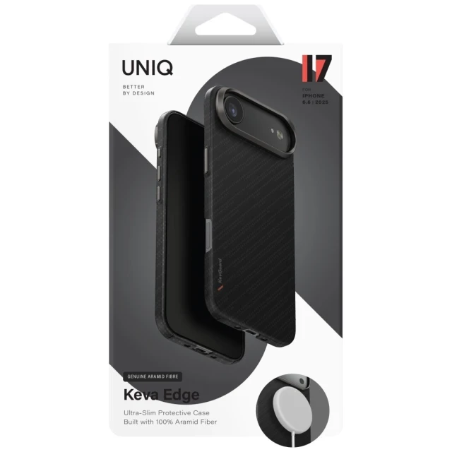 Чохол UNIQ Keva EDGE для iPhone 17 Air Black with MagSafe (UNIQ-IP6.6(2025)-KEVAEDMCBLK)