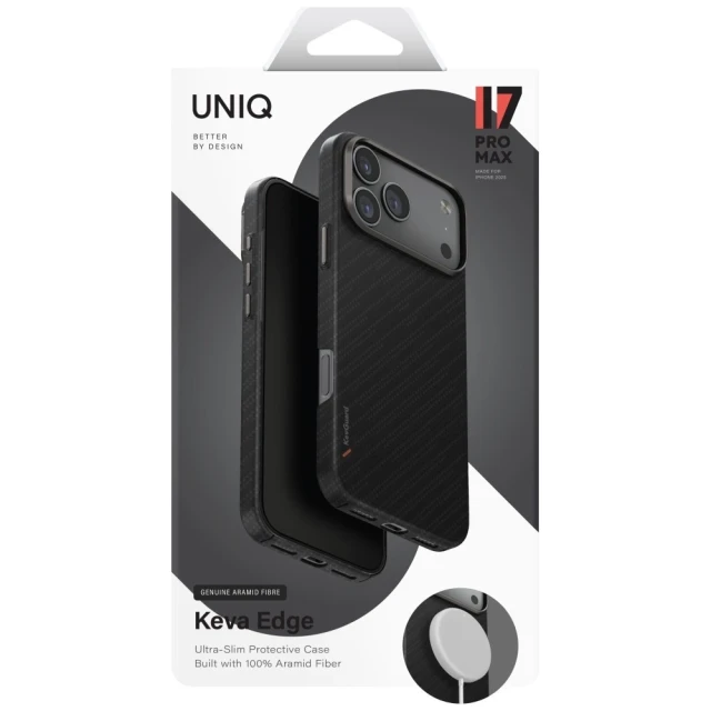Чохол UNIQ Keva EDGE для iPhone 17 Pro Max Black with MagSafe (UNIQ-IP6.9P(2025)-KEVAEDMCBLK)