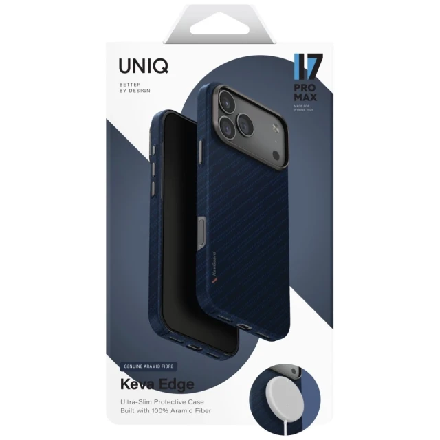 Чохол UNIQ Keva EDGE для iPhone 17 Pro Max Blue with MagSafe (UNIQ-IP6.9P(2025)-KEVAEDMTBLU)
