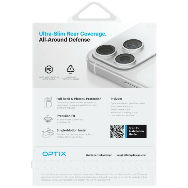 Захисне скло для камери Uniq Optix Aeroshield+ Camera Module Protector для iPhone 17 Pro Max Clear (UNIQ-IP6.9P(2025)-AERSPCMPFCLR)