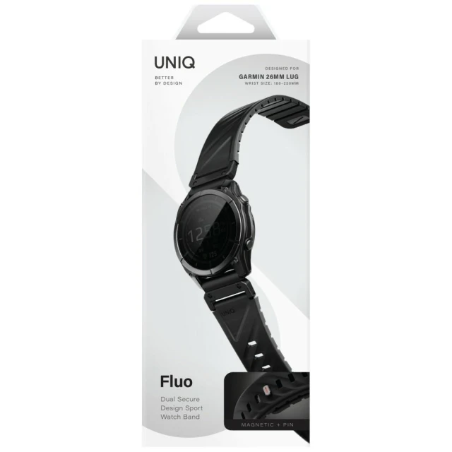 Ремінець Uniq Fluo для Garmin 26mm Black (UNIQ-26MM-FLUOMBLK)
