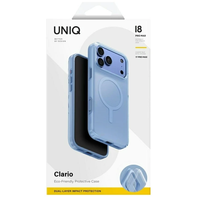 Чохол Uniq Clario Magclick Charging для iPhone 18 Pro Max | 17 Pro Max Blue (UNIQ-IP6.9P(2026)-CLARMCBLU)