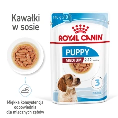 Вологий корм для цуценят Royal Canin Medium Puppy у соусі 10 шт x 140 г (9003579008324)