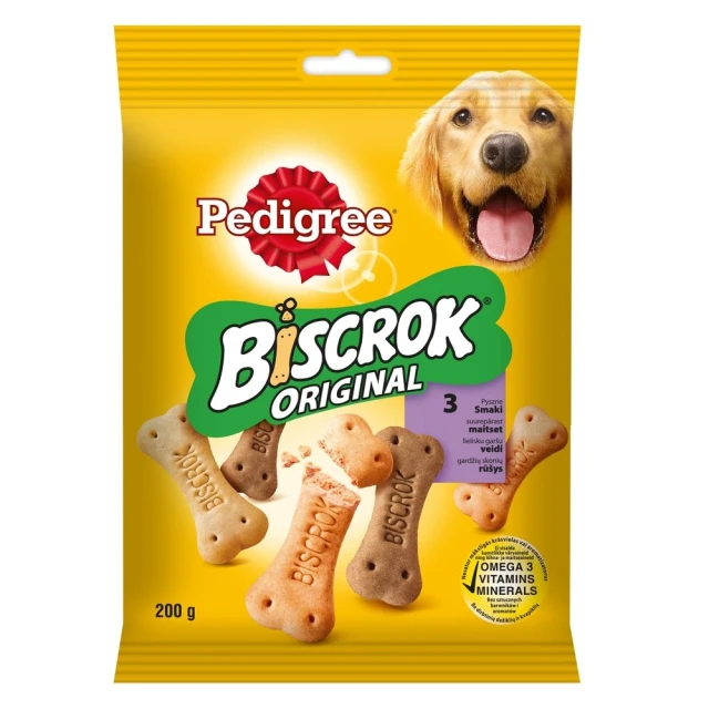 Ласощі для собак Pedigree Biscrok з ягням, куркою й яловичиною 200 г (9003579302545)