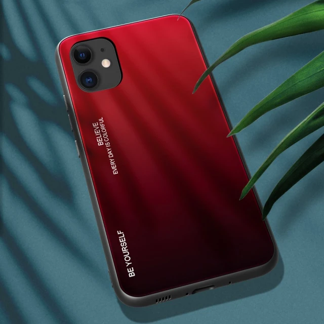 Чохол HRT Gradient Glass для iPhone 12 mini Black/Red (9111201911239)