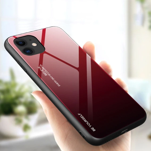 Чохол HRT Gradient Glass для iPhone 12 mini Black/Red (9111201911239)