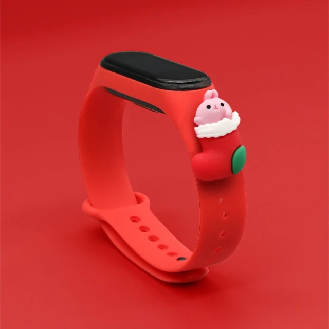 Ремешок Hurtel Рождественский для Xiaomi Mi Band 4/3 Red (9145576220849)