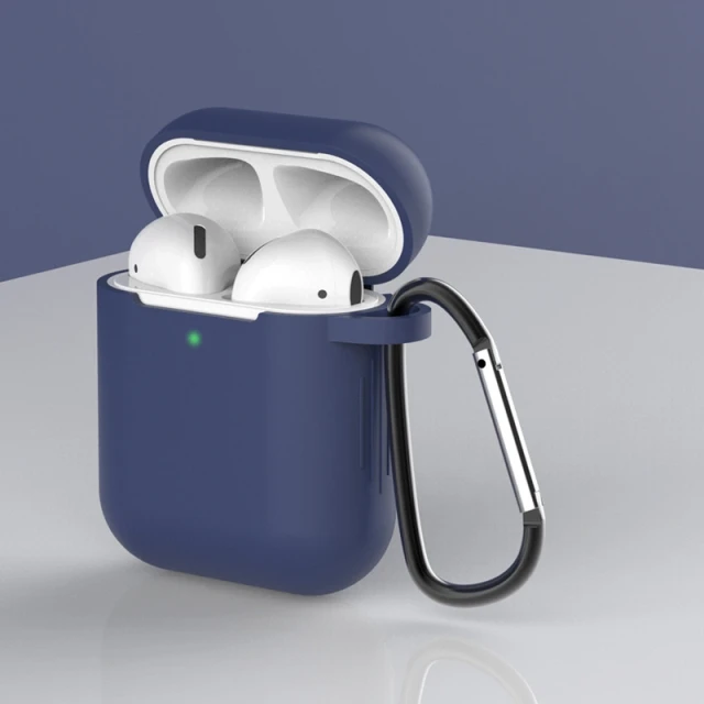 Чохол Hurtel для AirPods 2/1 Blue з карабіном (9145576238493)