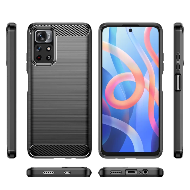 Чохол HRT Carbon Case для Xiaomi Poco M4 Pro 5G Black (9145576240069)