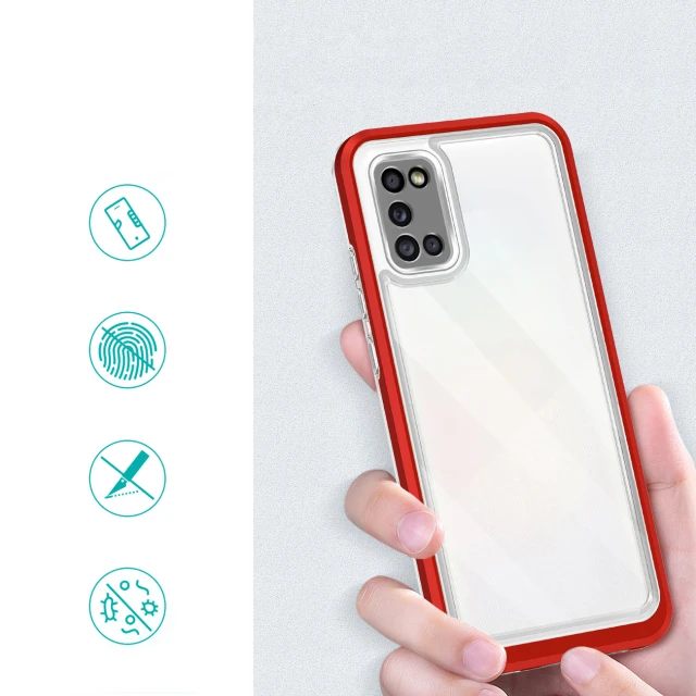 Чехол HRT Clear 3in1 Case для Samsung Galaxy A03s Transparent Red (9145576243077)