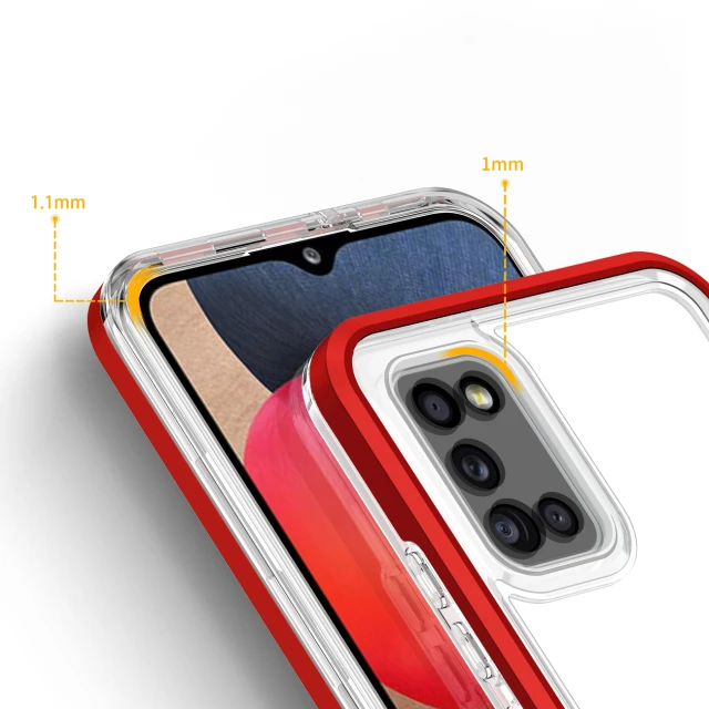 Чехол HRT Clear 3in1 Case для Samsung Galaxy A03s Transparent Red (9145576243077)