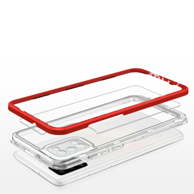 Чехол HRT Clear 3in1 Case для Samsung Galaxy A03s Transparent Red (9145576243077)