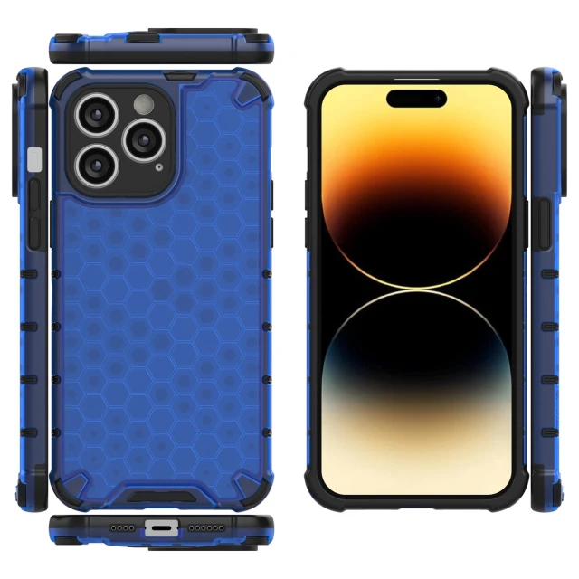 Чохол Hurtel Honeycomb для iPhone 14 Pro Max Blue (9145576266182)
