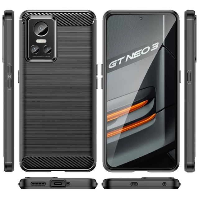Чохол Hurtel Carbon Case для OPPO Realme GT Neo3 Black (9145576267646)