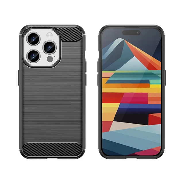 Чохол HRT Carbon Case для iPhone 15 Pro Black (9145576279458)