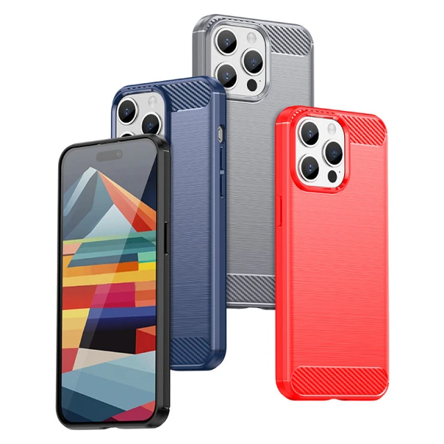 Чохол HRT Carbon Case для iPhone 15 Pro Blue (9145576279465)