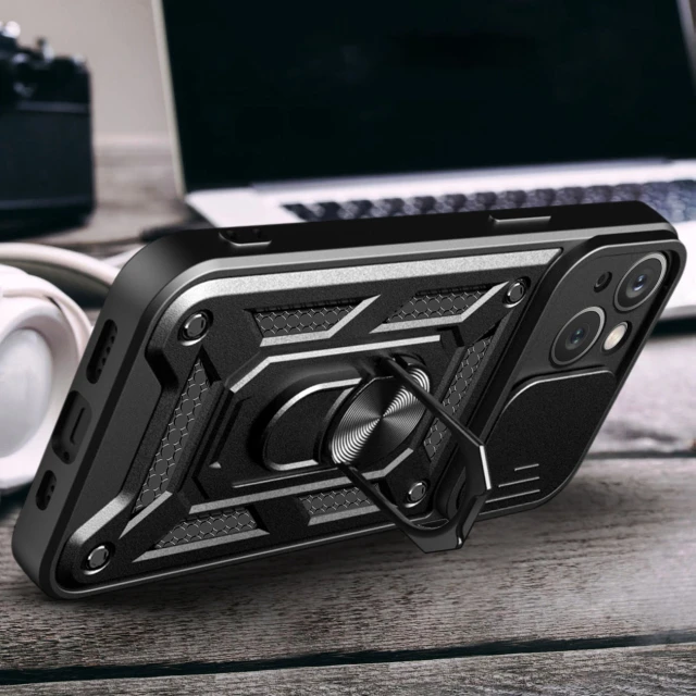 Чохол HRT Hybrid Armor Camshield для iPhone 15 Plus Black (9145576280775)