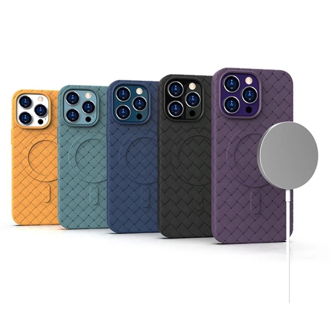 Чехол Hurtel Woven Case для iPhone 14 Pro темно-синий (9145576281208)