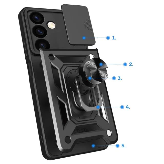 Чохол Hurtel Hybrid Armor Camshield для Samsung Galaxy S24 Plus Black (9145576285084)