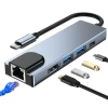 USB-хаб Tech-Protect V3 5-in-1 Grey USB-C - 2xUSB-A/HDMI/USB-C/Ethernet Grey (9589046919312)