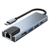 USB-хаб Tech-Protect V3 5-in-1 Grey USB-C - 2xUSB-A/HDMI/USB-C/Ethernet Grey (9589046919312)