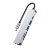 USB-хаб Tech-Protect V4 6-in-1 Grey USB-C - 2xUSB-A/HDMI/USB-C/SD/TF Grey (9589046919343)
